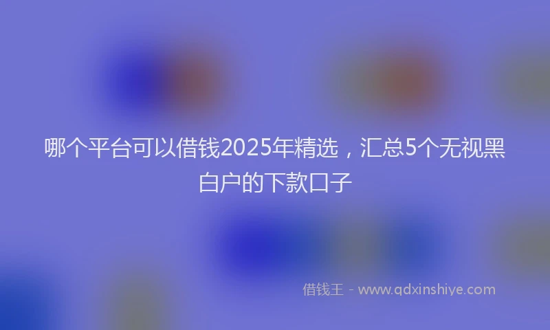 哪个平台可以借钱2025年精选，汇总5个无视黑白户的下款口子