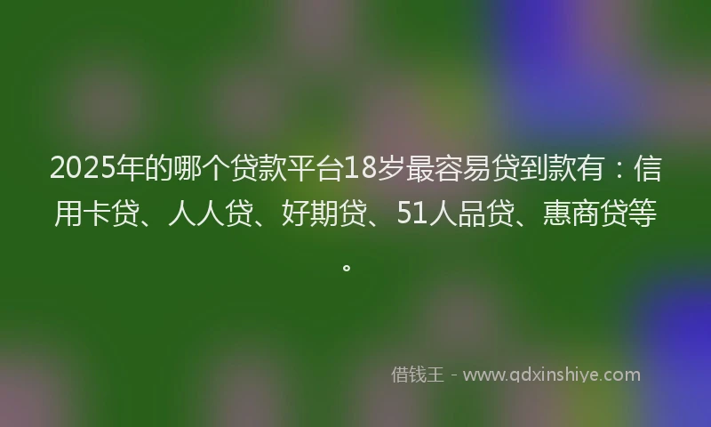 2025年的哪个贷款平台18岁最容易贷到款有：信用卡贷、人人贷、好期贷、51人品贷、惠商贷等。