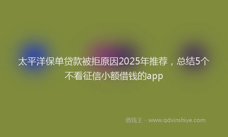 太平洋保单贷款被拒原因2025年推荐，总结5个不看征信小额借钱的app