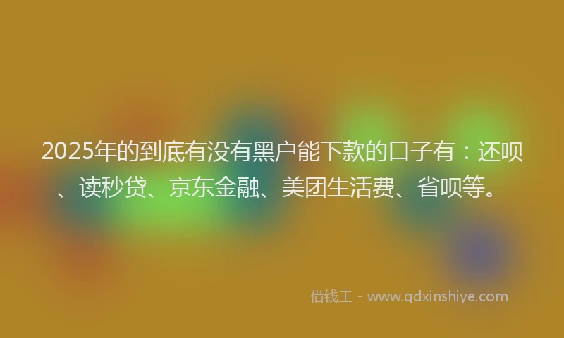 2025年的到底有没有黑户能下款的口子有：还呗、读秒贷、京东金融、美团生活费、省呗等。