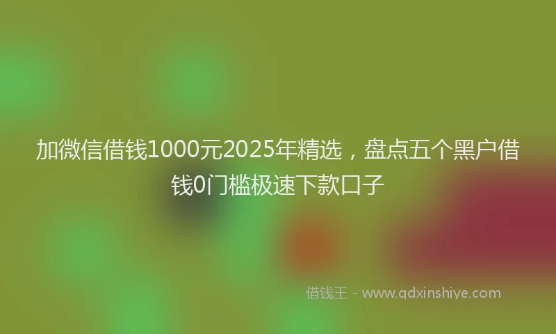 加微信借钱1000元2025年精选，盘点五个黑户借钱0门槛极速下款口子