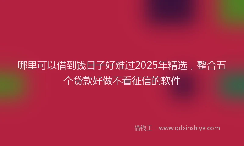 哪里可以借到钱日子好难过2025年精选，整合五个贷款好做不看征信的软件