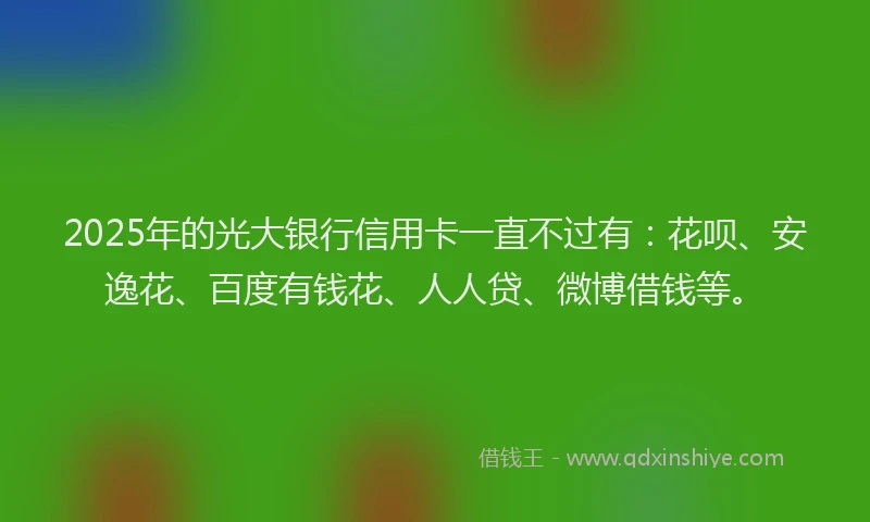 2025年的光大银行信用卡一直不过有：花呗、安逸花、百度有钱花、人人贷、微博借钱等。