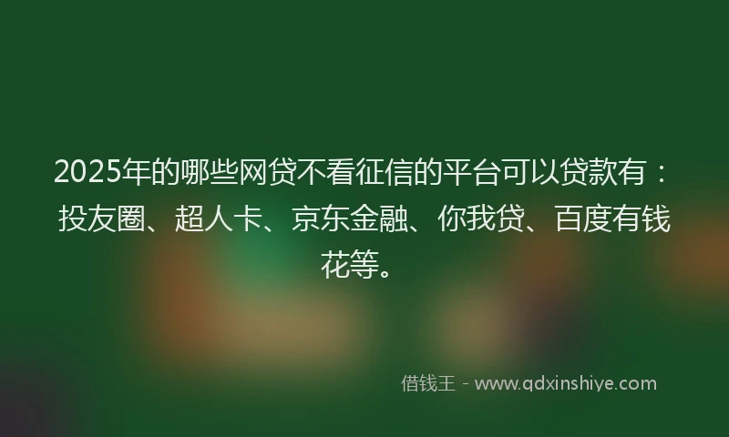 2025年的哪些网贷不看征信的平台可以贷款有：投友圈、超人卡、京东金融、你我贷、百度有钱花等。