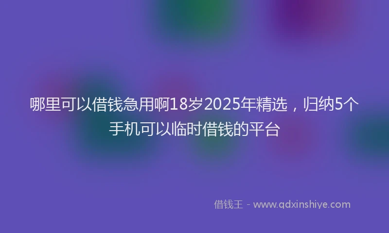 哪里可以借钱急用啊18岁2025年精选，归纳5个手机可以临时借钱的平台