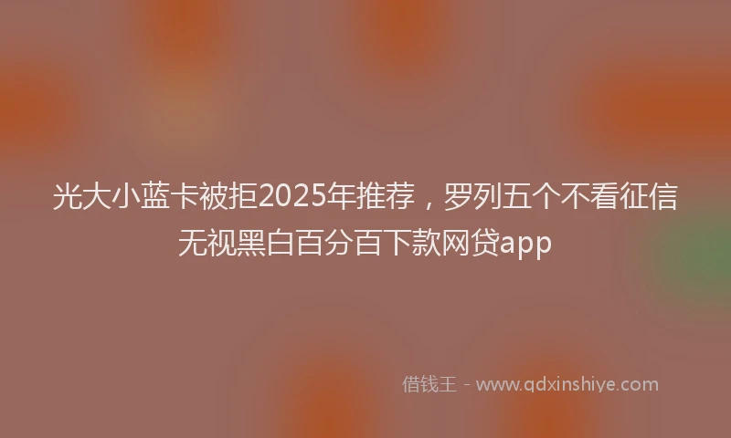 光大小蓝卡被拒2025年推荐，罗列五个不看征信无视黑白百分百下款网贷app