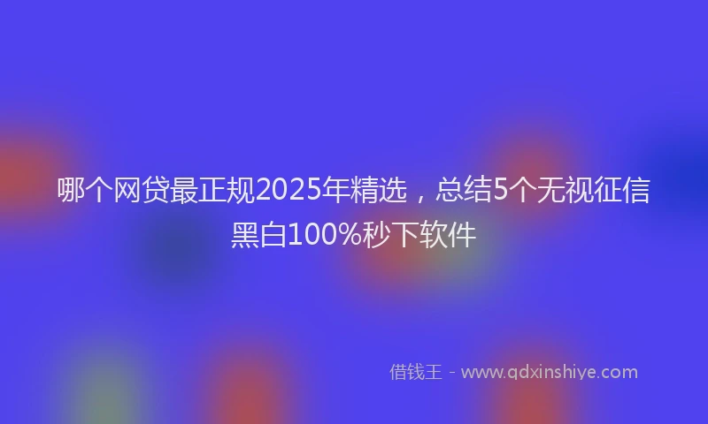 哪个网贷最正规2025年精选，总结5个无视征信黑白100%秒下软件