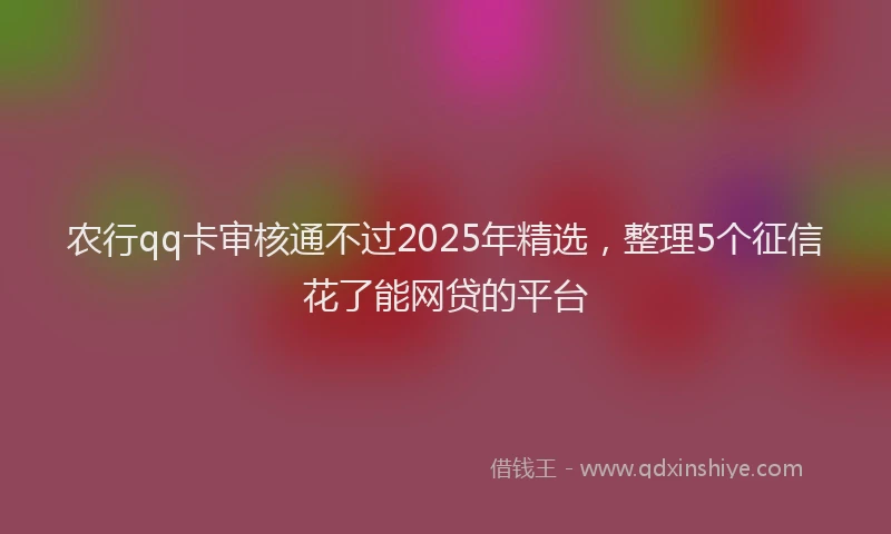 农行qq卡审核通不过2025年精选，整理5个征信花了能网贷的平台