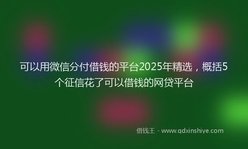 可以用微信分付借钱的平台2025年精选，概括5个征信花了可以借钱的网贷平台