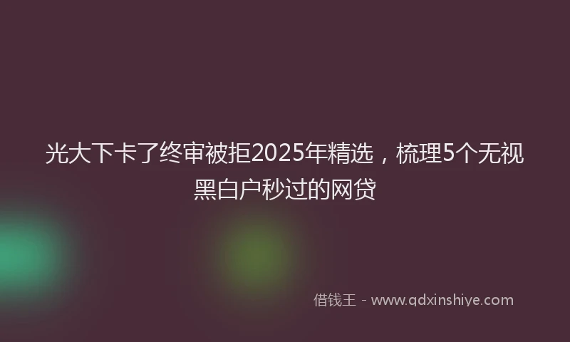 光大下卡了终审被拒2025年精选，梳理5个无视黑白户秒过的网贷