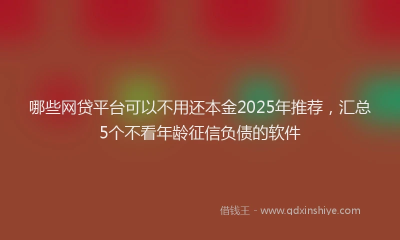 哪些网贷平台可以不用还本金2025年推荐，汇总5个不看年龄征信负债的软件