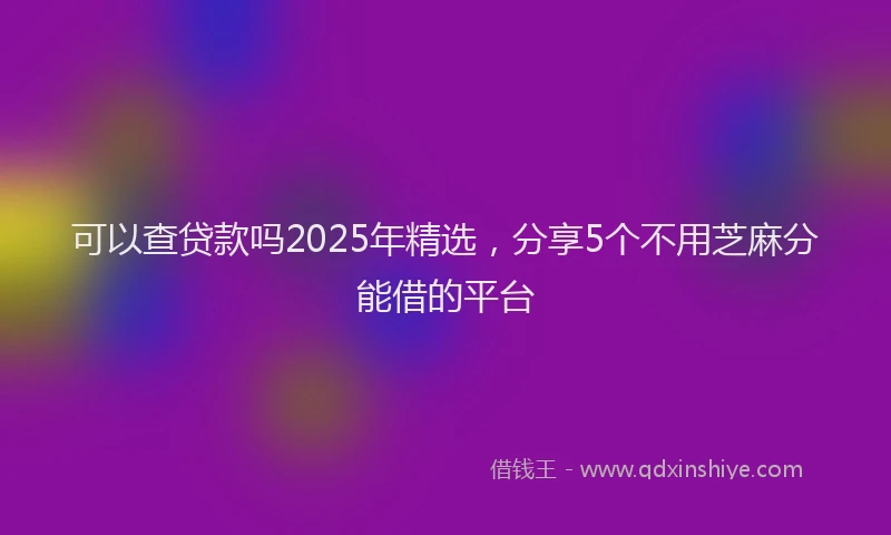 可以查贷款吗2025年精选，分享5个不用芝麻分能借的平台