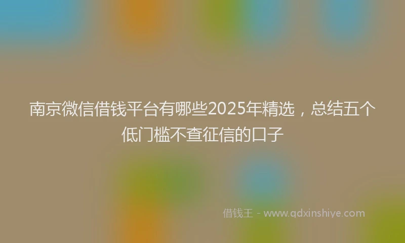 南京微信借钱平台有哪些2025年精选，总结五个低门槛不查征信的口子