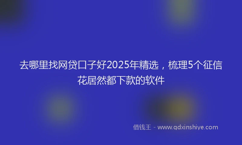 去哪里找网贷口子好2025年精选，梳理5个征信花居然都下款的软件