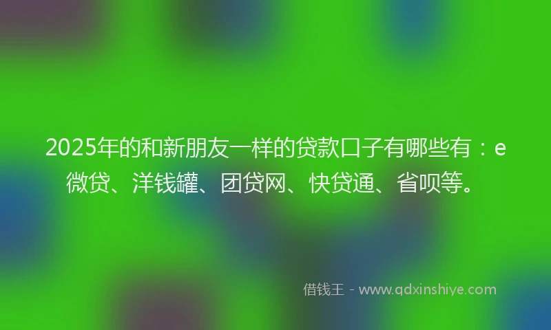 2025年的和新朋友一样的贷款口子有哪些有：e微贷、洋钱罐、团贷网、快贷通、省呗等。
