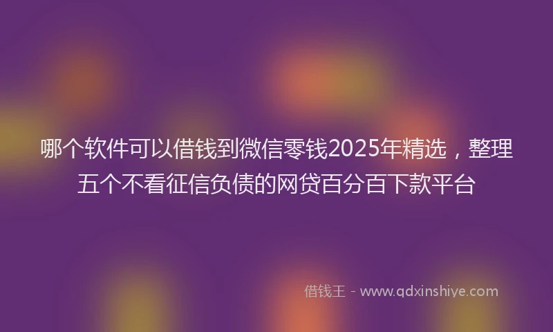 哪个软件可以借钱到微信零钱2025年精选，整理五个不看征信负债的网贷百分百下款平台