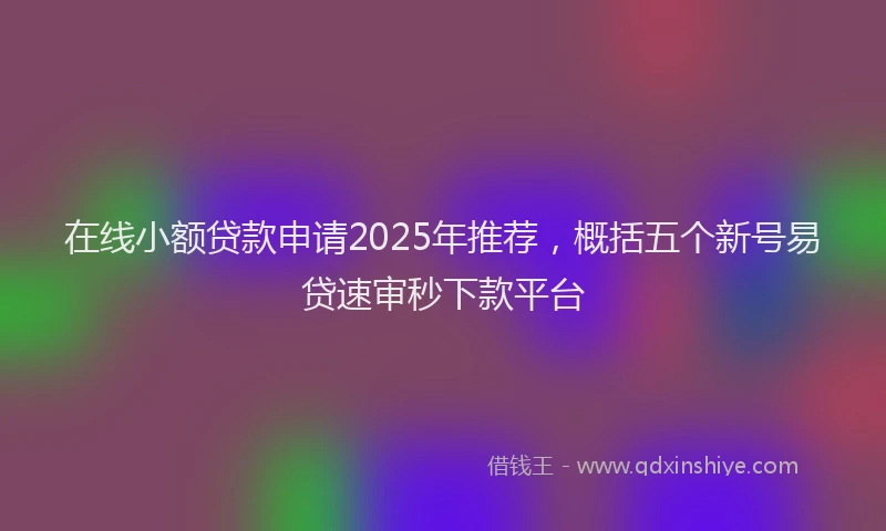 在线小额贷款申请2025年推荐，概括五个新号易贷速审秒下款平台