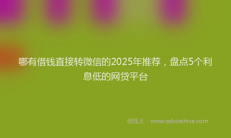 哪有借钱直接转微信的2025年推荐，盘点5个利息低的网贷平台