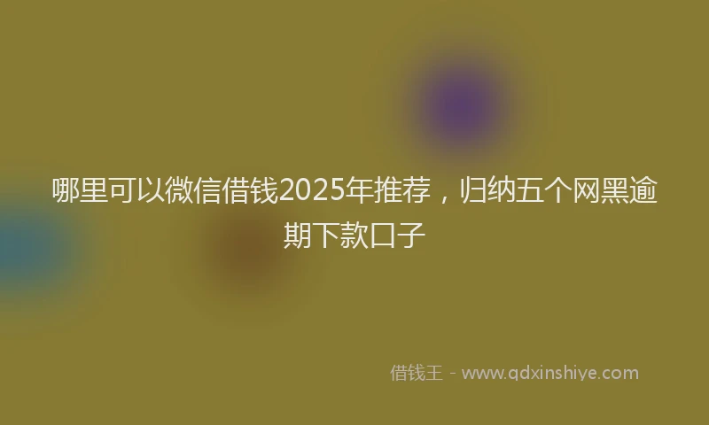 哪里可以微信借钱2025年推荐，归纳五个网黑逾期下款口子