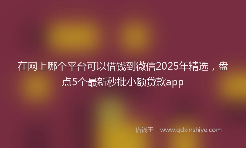 在网上哪个平台可以借钱到微信2025年精选，盘点5个最新秒批小额贷款app