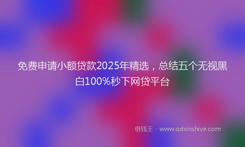 免费申请小额贷款2025年精选，总结五个无视黑白100%秒下网贷平台