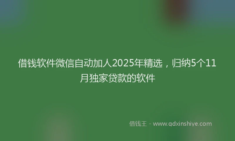 借钱软件微信自动加人2025年精选，归纳5个11月独家贷款的软件