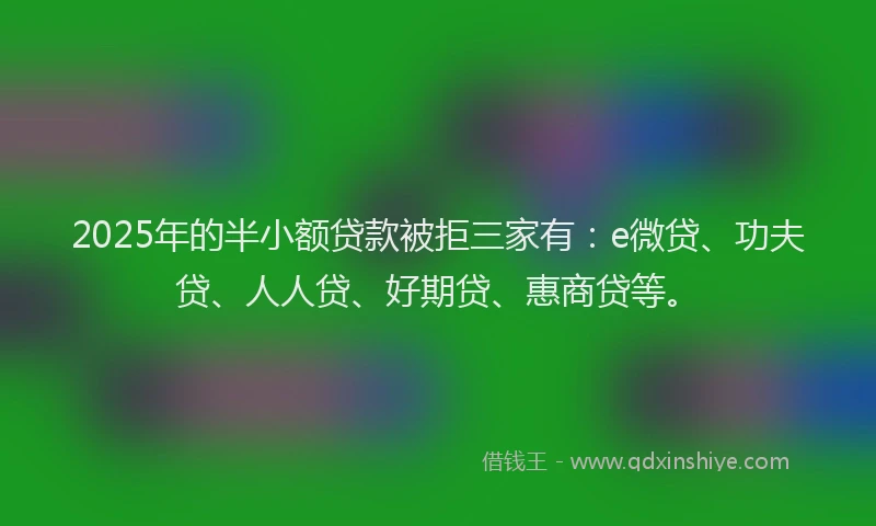 2025年的半小额贷款被拒三家有：e微贷、功夫贷、人人贷、好期贷、惠商贷等。