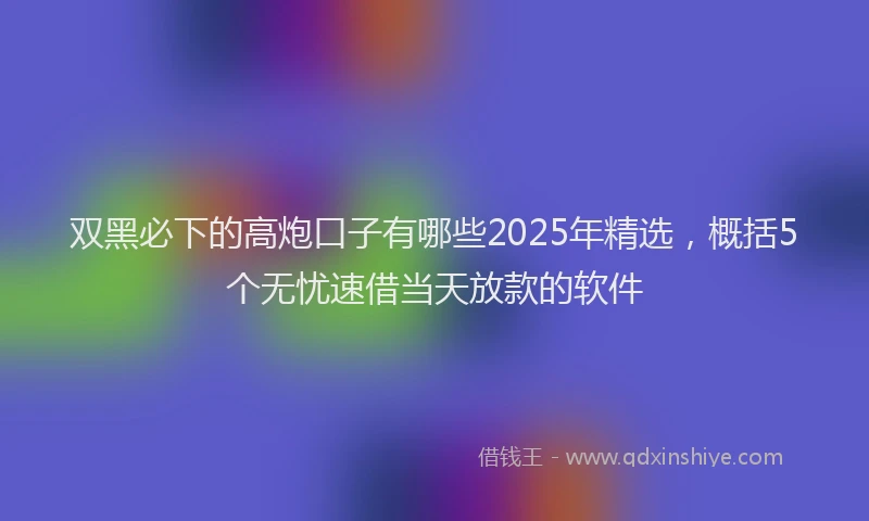 双黑必下的高炮口子有哪些2025年精选，概括5个无忧速借当天放款的软件