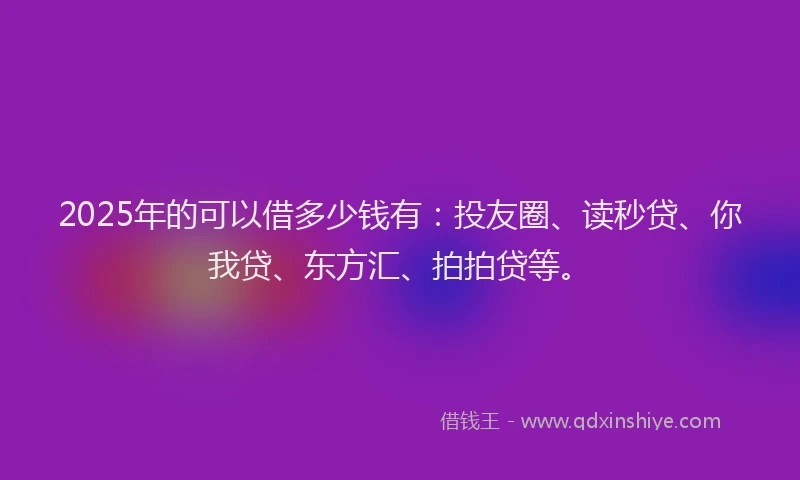 2025年的可以借多少钱有：投友圈、读秒贷、你我贷、东方汇、拍拍贷等。