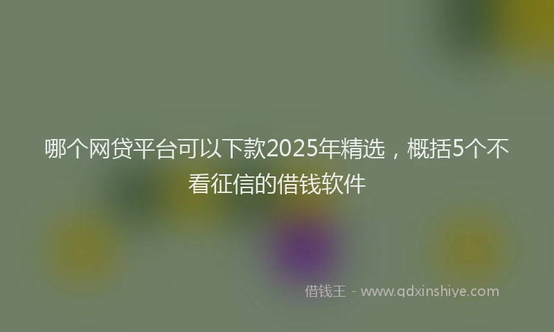 哪个网贷平台可以下款2025年精选，概括5个不看征信的借钱软件