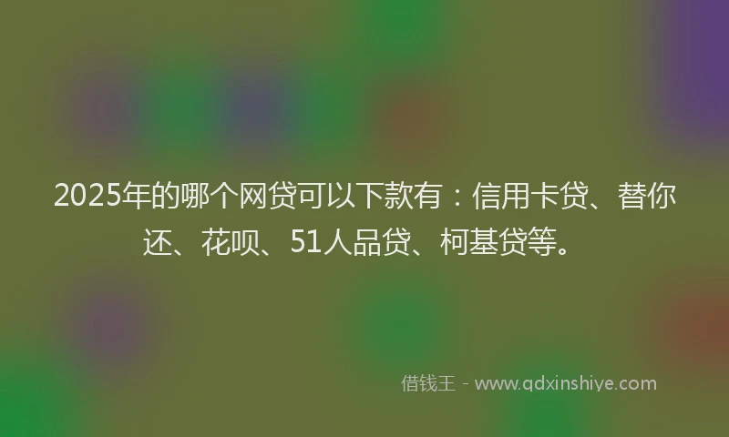 2025年的哪个网贷可以下款有：信用卡贷、替你还、花呗、51人品贷、柯基贷等。