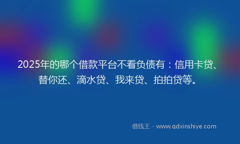 2025年的哪个借款平台不看负债有：信用卡贷、替你还、滴水贷、我来贷、拍拍贷等。