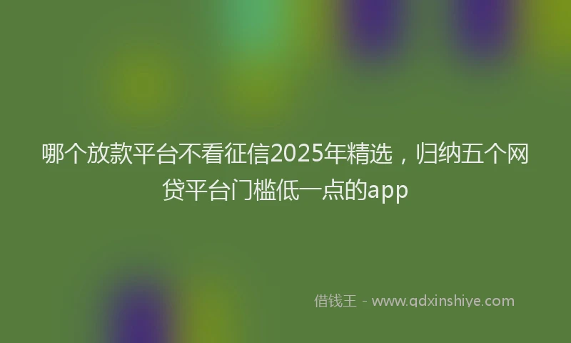 哪个放款平台不看征信2025年精选，归纳五个网贷平台门槛低一点的app