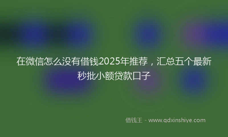在微信怎么没有借钱2025年推荐，汇总五个最新秒批小额贷款口子