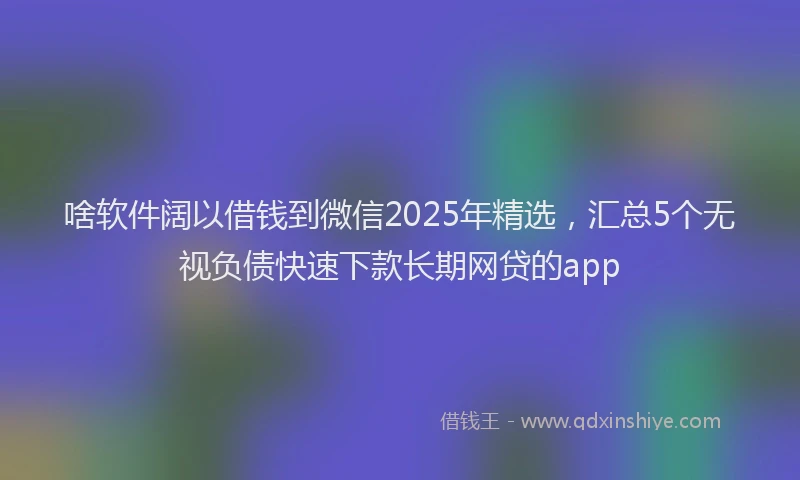 啥软件阔以借钱到微信2025年精选，汇总5个无视负债快速下款长期网贷的app