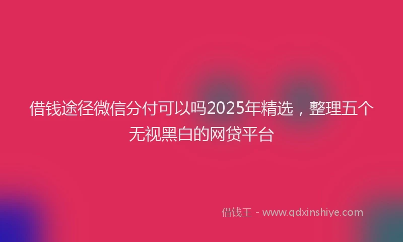 借钱途径微信分付可以吗2025年精选，整理五个无视黑白的网贷平台