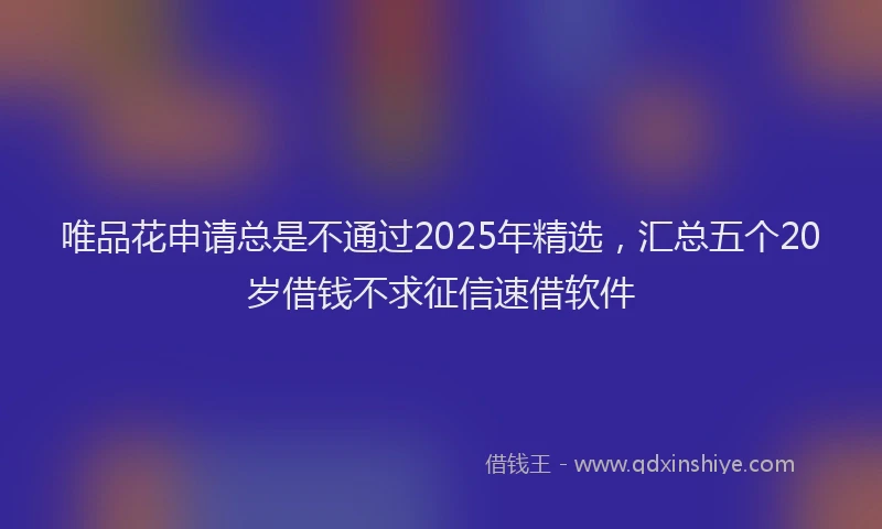唯品花申请总是不通过2025年精选，汇总五个20岁借钱不求征信速借软件