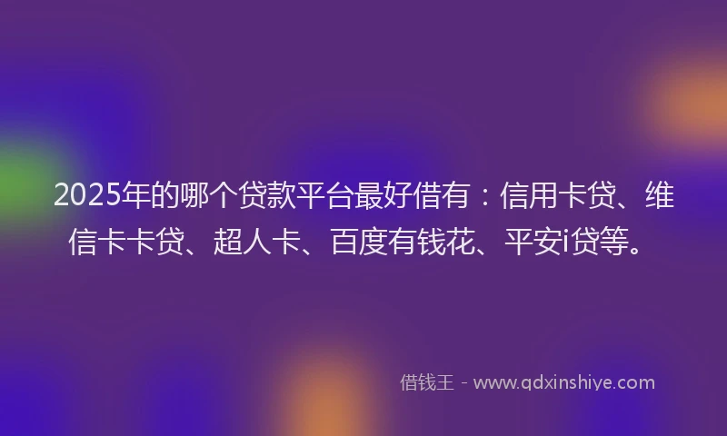 2025年的哪个贷款平台最好借有：信用卡贷、维信卡卡贷、超人卡、百度有钱花、平安i贷等。