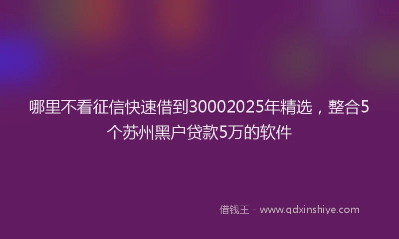 哪里不看征信快速借到30002025年精选，整合5个苏州黑户贷款5万的软件