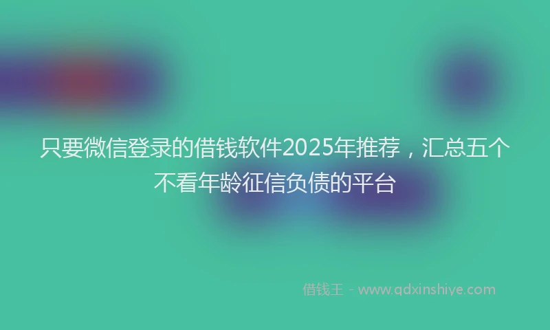 只要微信登录的借钱软件2025年推荐，汇总五个不看年龄征信负债的平台