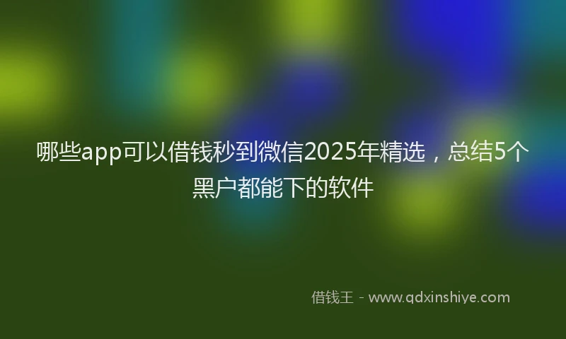 哪些app可以借钱秒到微信2025年精选，总结5个黑户都能下的软件