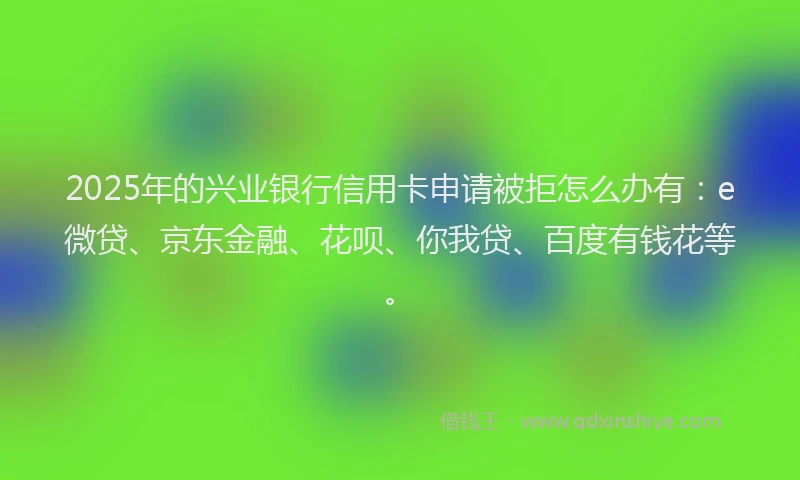2025年的兴业银行信用卡申请被拒怎么办有：e微贷、京东金融、花呗、你我贷、百度有钱花等。