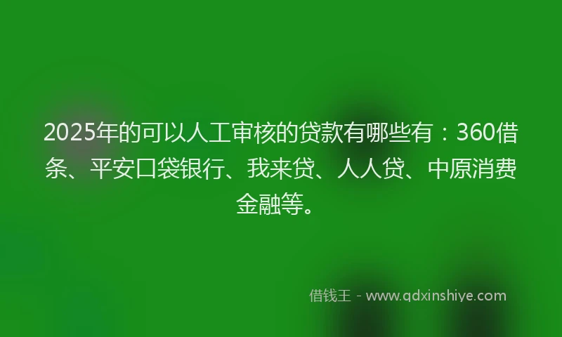 2025年的可以人工审核的贷款有哪些有：360借条、平安口袋银行、我来贷、人人贷、中原消费金融等。