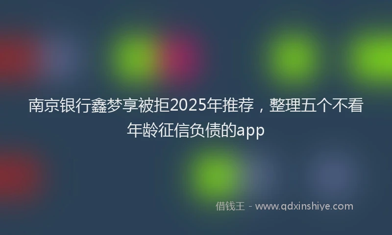 南京银行鑫梦享被拒2025年推荐，整理五个不看年龄征信负债的app