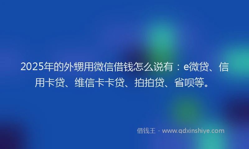 2025年的外甥用微信借钱怎么说有：e微贷、信用卡贷、维信卡卡贷、拍拍贷、省呗等。