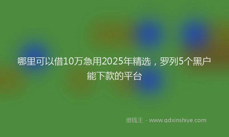 哪里可以借10万急用2025年精选，罗列5个黑户能下款的平台