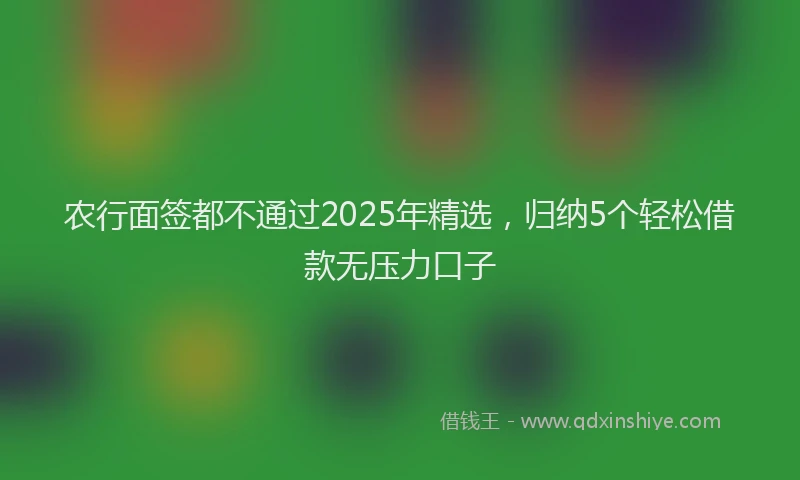 农行面签都不通过2025年精选，归纳5个轻松借款无压力口子