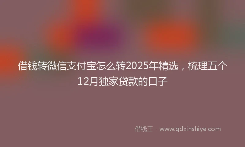 借钱转微信支付宝怎么转2025年精选，梳理五个12月独家贷款的口子