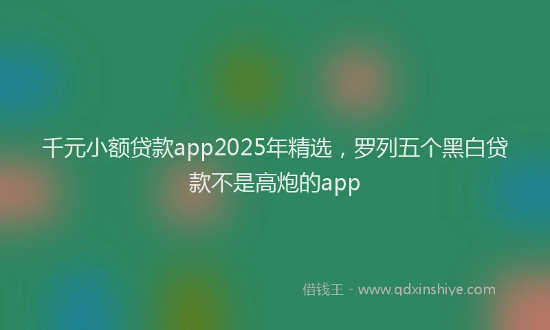 千元小额贷款app2025年精选，罗列五个黑白贷款不是高炮的app