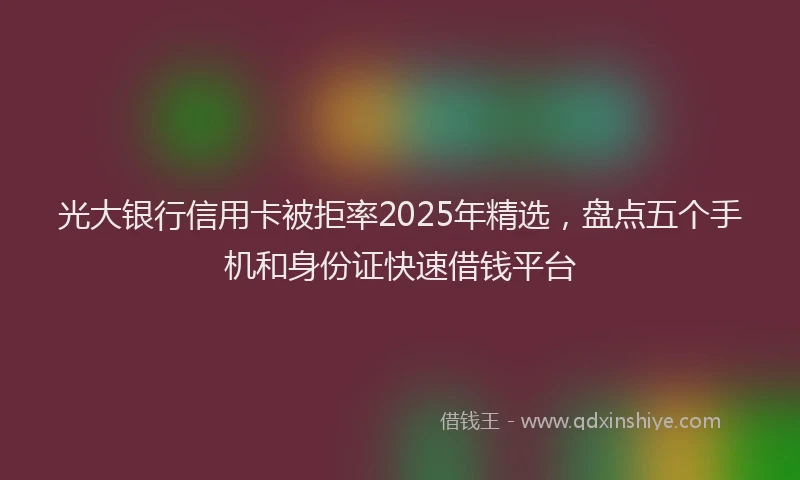 光大银行信用卡被拒率2025年精选，盘点五个手机和身份证快速借钱平台